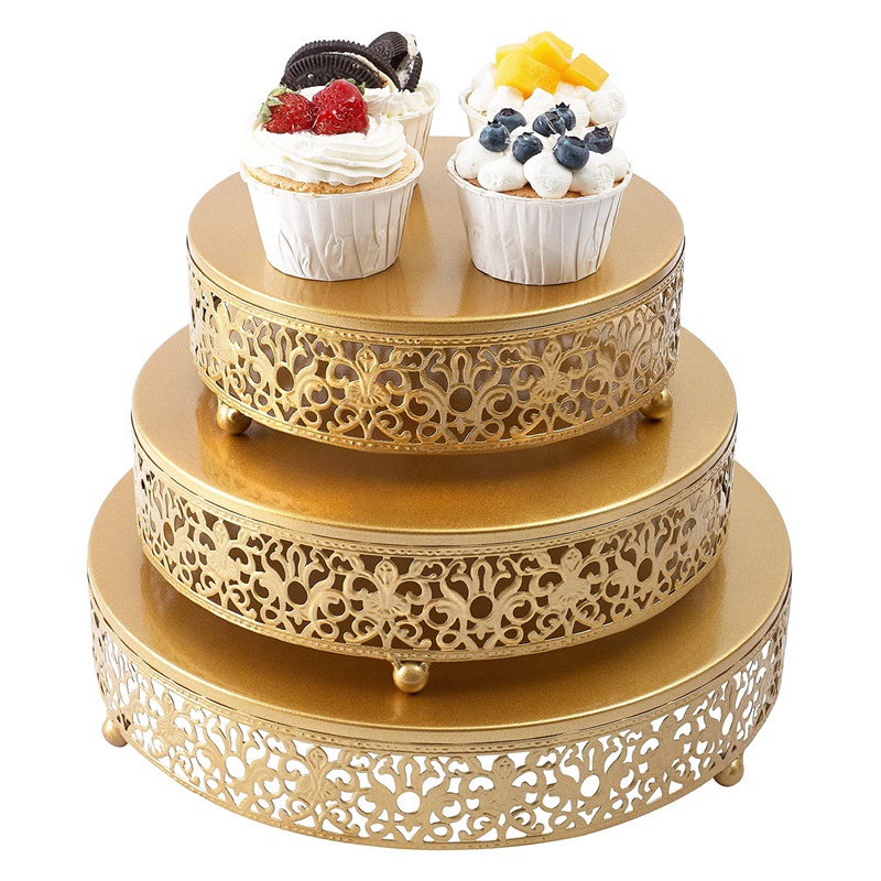 Bộ 3 Giá Đỡ Bánh Cupcake Bằng Sắt Màu Bạc Tiện Dụng Trang Trí Tiệc Cưới
