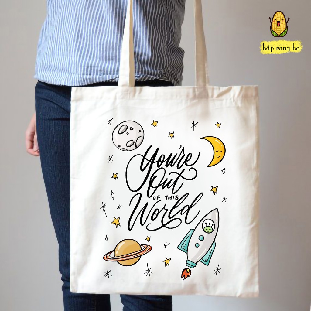 TÚI TOTE LOVE YOU TO MOON &amp; BACK - VẢI CANVAS