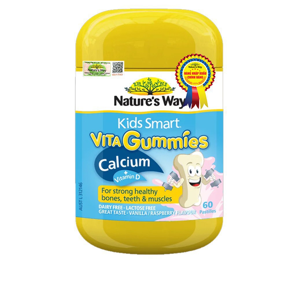 [CHÍNH HÃNG] Kẹo Gôm Nature's Way Kids Smart bổ sung Vitamin tổng hợp cho bé hộp 60 viên