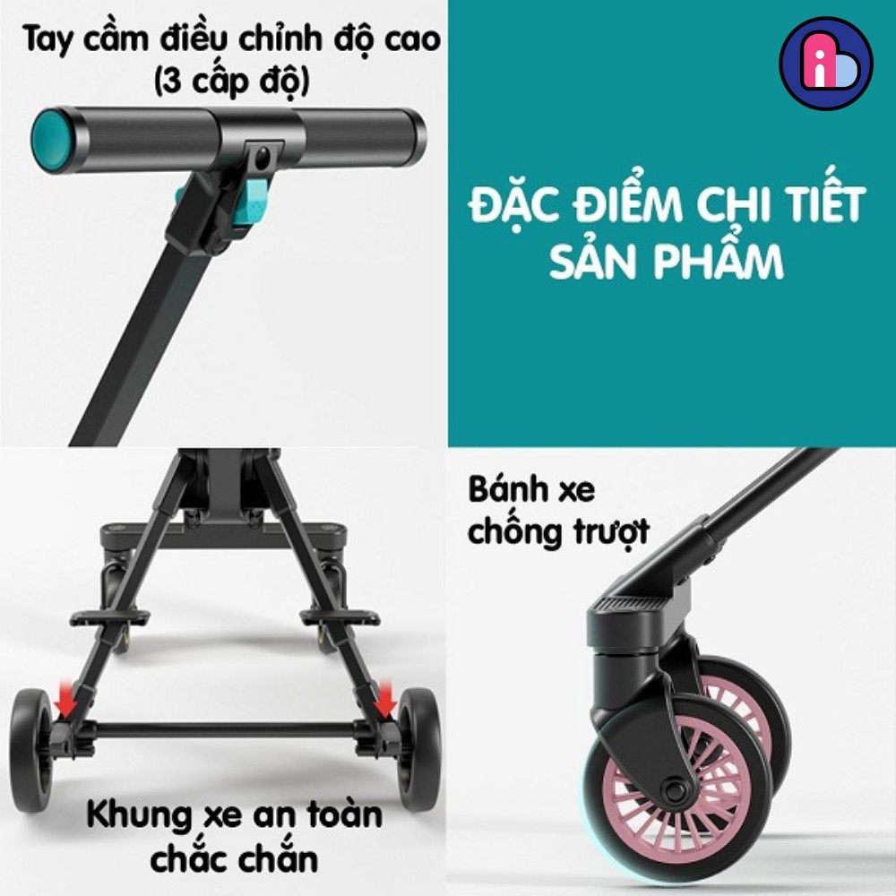 [Mã 267FMCGSALE giảm 8% đơn 500K] XE ĐẨY DU LỊCH 2 CHIỀU GẤP GỌN THÔNG MINH - HOBY VOVO TIỆN DỤNG, AN TOÀN