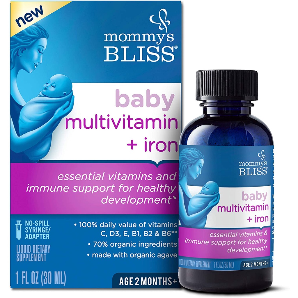 Vitamin tổng hợp có sắt hữu cơ Mommy's Bliss cho bé 30ml - Baby Multivitamin Iron Organic Drop