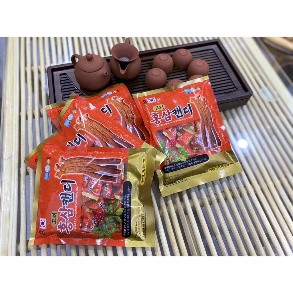 Kẹo Sâm Hàn Quốc 200g, Giúp thư giãn, sảng khoái tinh thần, thơm miệng, thích hợp làm quà tặng cho người thân, bạn bè