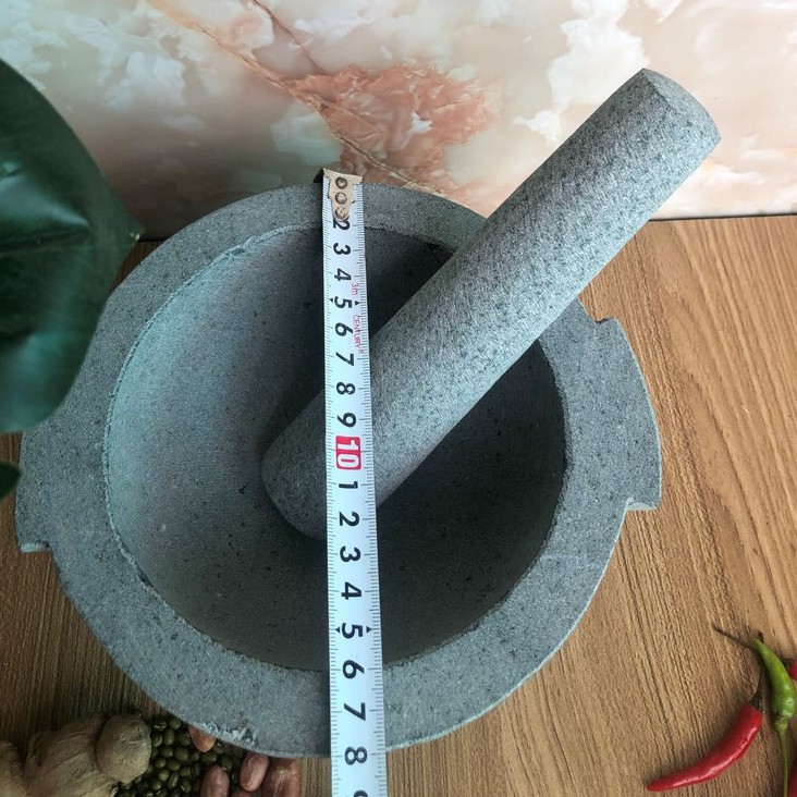 Bộ sản phẩm cối đá +  chày đá xanh nguyên khối Đường Kính 18cm