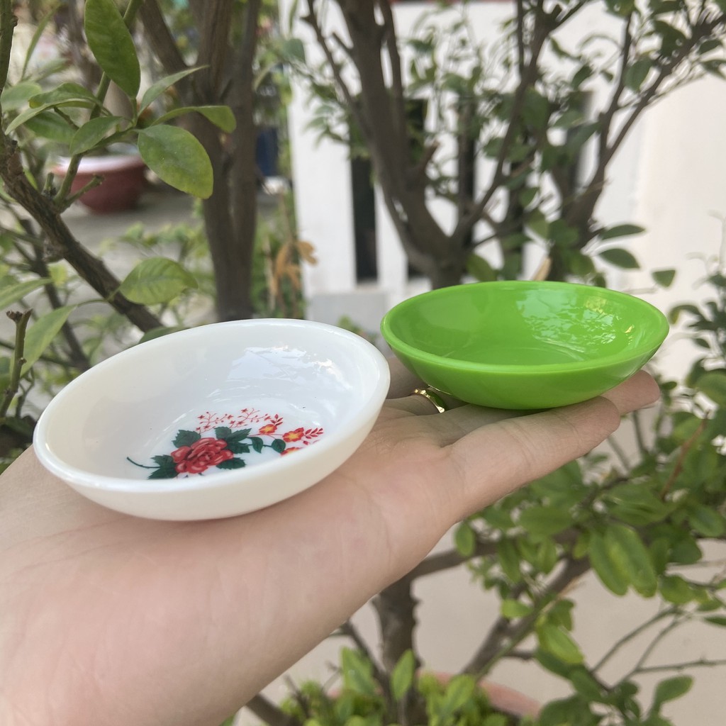 10 cái Chén tương nhựa 6.6 x 1.5cm , chén sốt , chén mù tạt xanh , trắng - Small Ketchup Plastic Cup