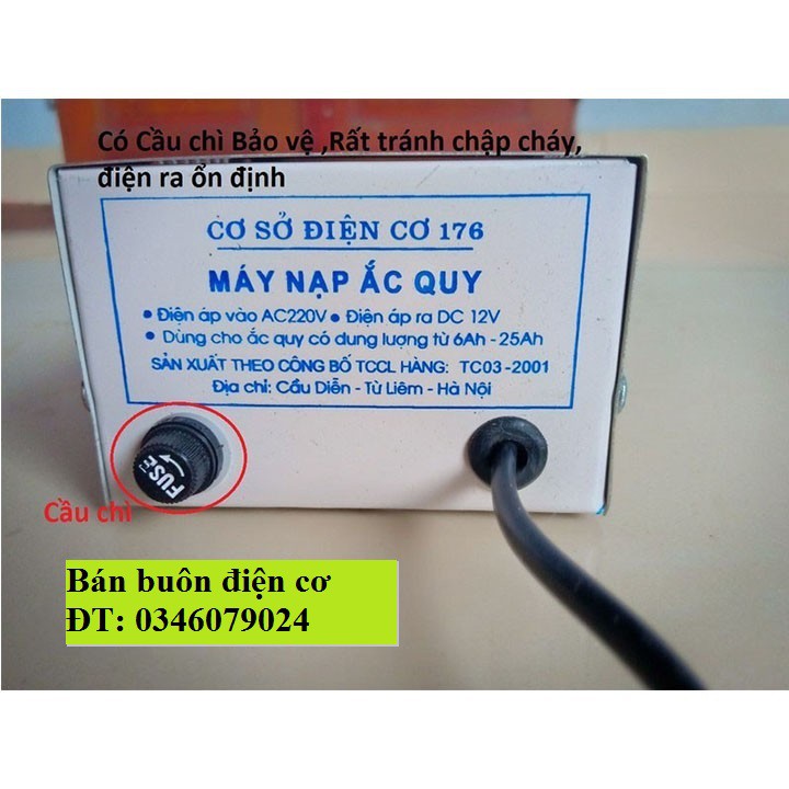 Sạc ắc quy xe máy - sạc ắc quy 12v 25a