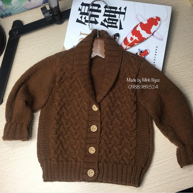 Áo len Cardigan bé trai đan tay cho bé 1-2 tuổi- Made by Minh Ngoc