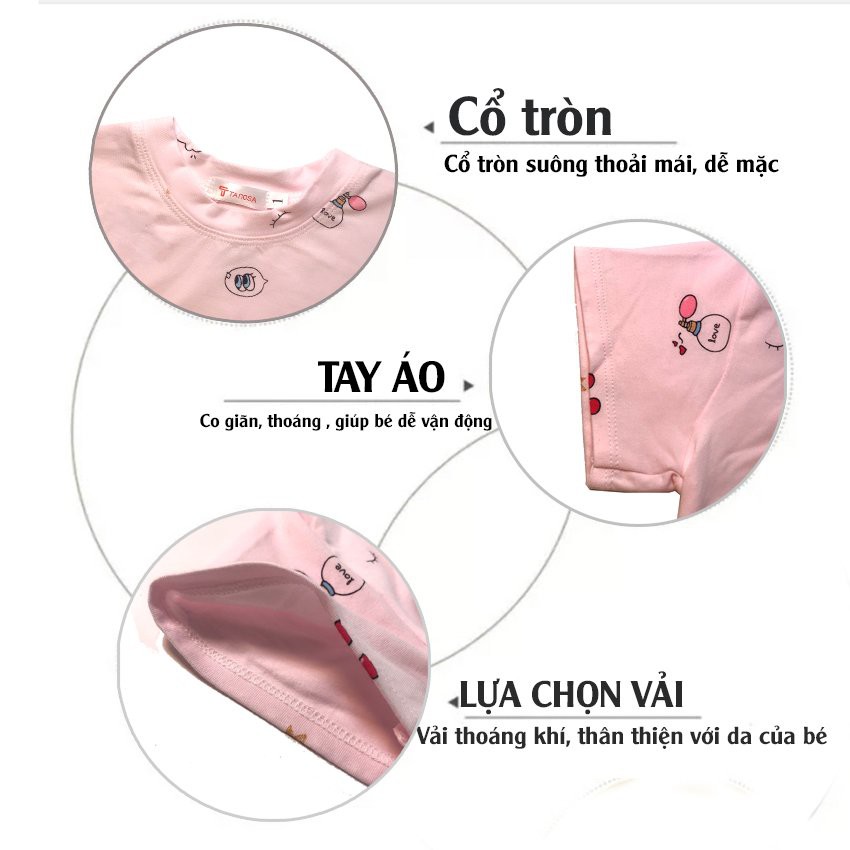 TANOSA KIDS Bộ Cộc Tay Cho Bé Gái Hình Qủa Cherry Chất Cotton Mềm Mịn Thoáng Mát 1-5 Tuổi