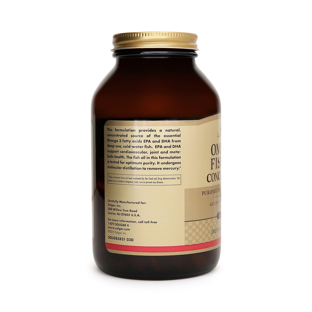[NHẬP KHẨU USA CHÍNH HÃNG] Dầu cá hỗ trợ sức khỏe tim mạch, đẹp da Solgar Omega-3 Concentrate 120 viên | BigBuy360 - bigbuy360.vn