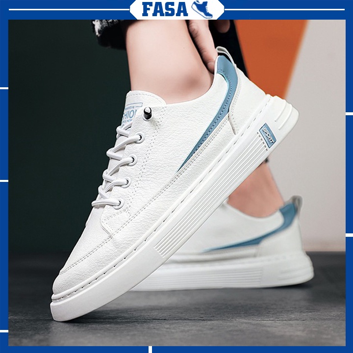 Giày sneaker nam trắng tăng chiều cao chất da PU cao cấp kiểu dáng Giày thể thao trẻ trung FASA STORE