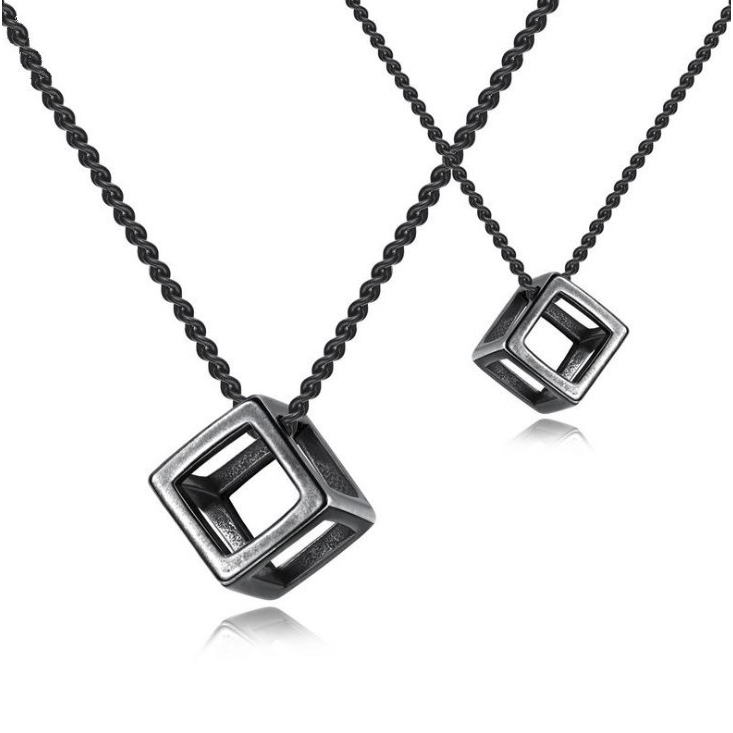 Dây chuyền hình khối lập phương ba chiều phong cách cổ điển chất lượng cao