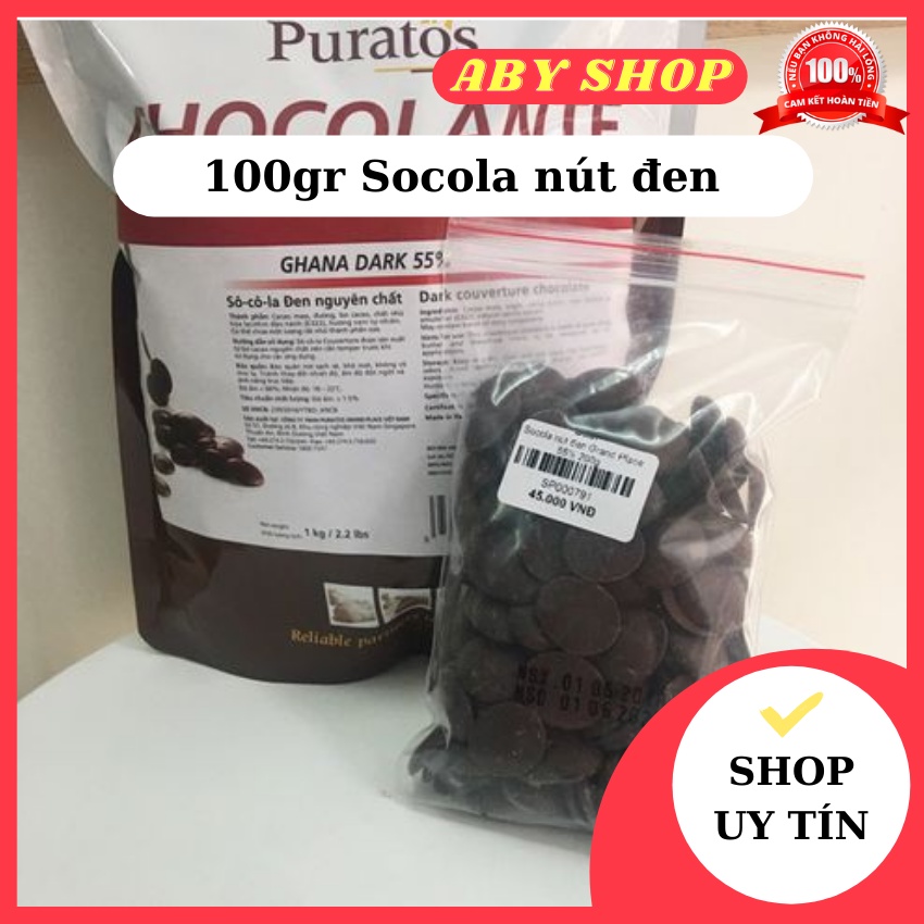 100gr Socola nút đen 55%⚡ LOẠI NGON ⚡ socola Puratos 55% cacao một món ăn vặt rất được mọi người ưa thích