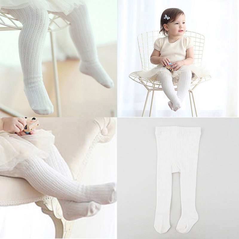 Quần tất màu trắng phong cách đơn giản dễ phối đồ cho bé