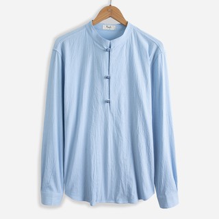 Áo sơ mi nam cổ tàu ba cúc ngọc rough, chất đũi cao cấp, mềm, mịn, mát