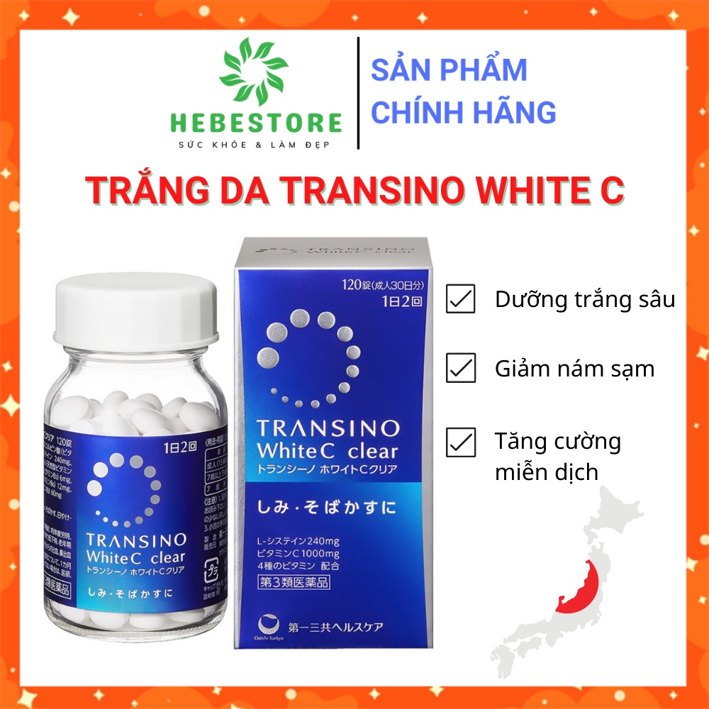 Viên uống trắng da Transino White C Clear 120/ 240 viên Nhật Bản - Transino xanh Chính hãng
