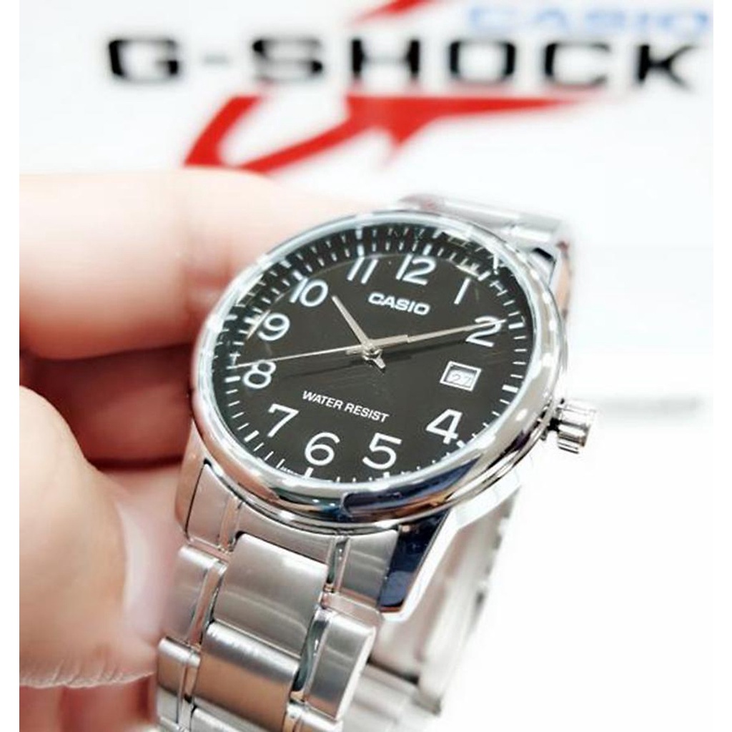 Đồng Hồ Casio Nam MTP-V002D-1B Dây Kim Loại - Mặt Số Màu Đen