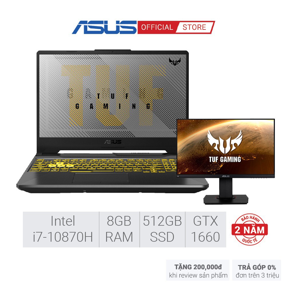 [Mã ELMALL1TR5 giảm 6% đơn 3TR] Laptop ASUS TUF FX506LUHN138T i710870H 8GB 512GB GTX 1660Ti 15.6'' FHD 144Hz Win 10