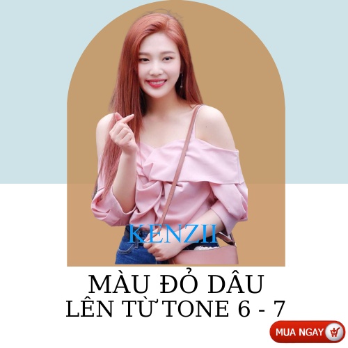 Thuốc Nhuộm Tóc Màu Đỏ Dâu 💝 Tặng Trợ Nhuộm 💝 KENZII Lên Từ Tone 6 - 7 ( Thuốc Nhuộm Tóc Đỏ )