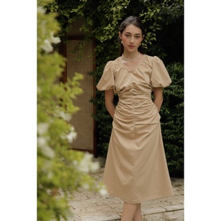 Myrla dress đầm tay phồng xếp ly khoét eo d373 tinfour