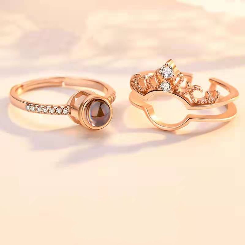 Vòng cổ Dạng Hở Đính Đá Pha Lê 2 Trong 1 Có Khắc Chữ I Love You Thời Trang