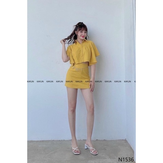 Sét đũi áo croptop kèm chân váy ôm body thoáng mát