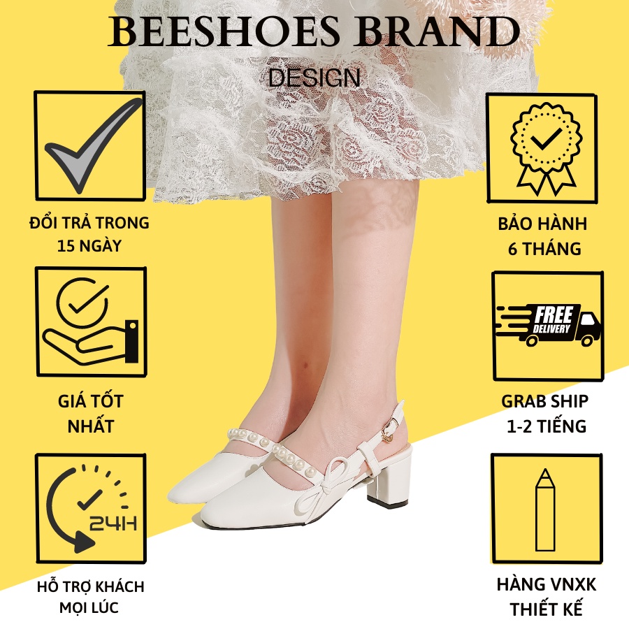 GIÀY BÚP BÊ BEESHOES DÂY NGANG MŨI TRÒN - GIÀY BÚP BÊ ĐẾ TRỤ CAO 5CM CÓ SẴN [ FORM NHỎ ]