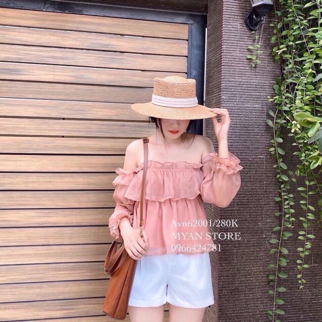 Áo bèo trễ vai lụa tơ dài tay nhiều màu sắc