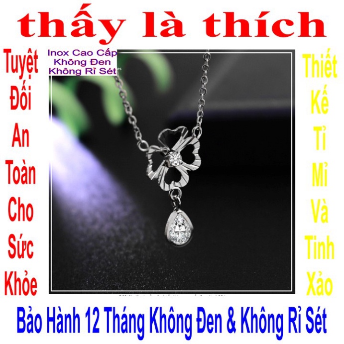 Dây chuyền bé gái hình cỏ 4 lá cách điệu - An toàn cho trẻ - Cam kết 1 đổi 1 nếu hoen , gỉ sét