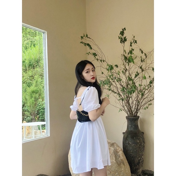 [CLAY] ROSÉ DRESS - Váy babydoll cổ vuông tay bồng | BigBuy360 - bigbuy360.vn