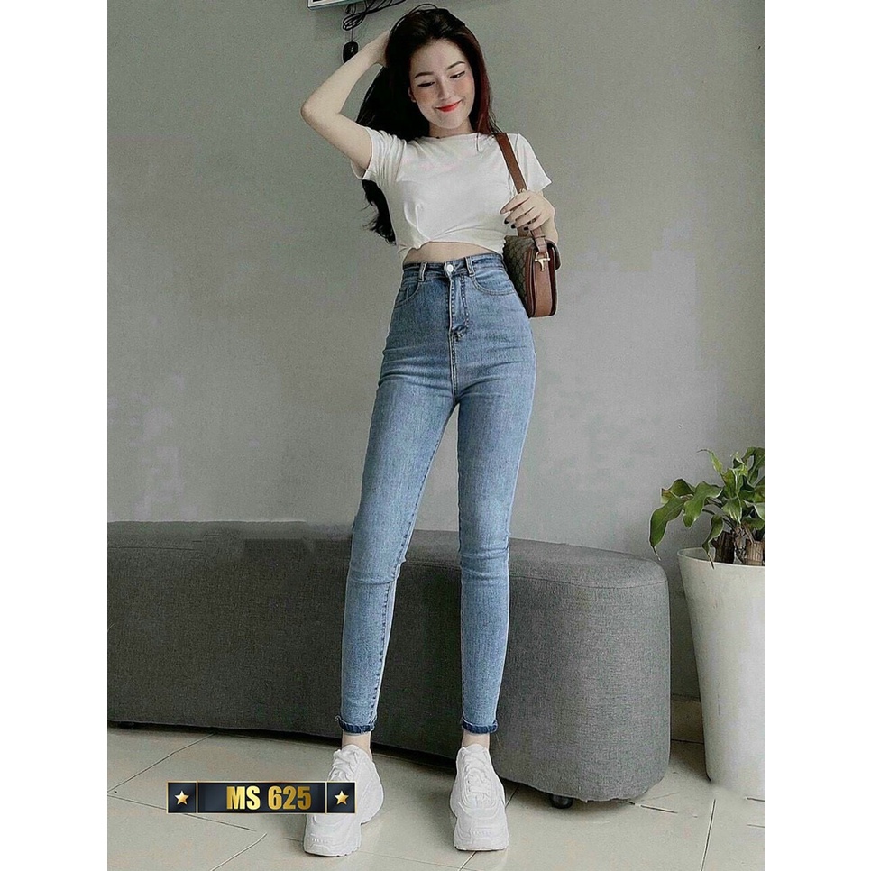 Quần jean nữ xanh cao cấp - quần jean nữ 3 cúc lưng cao chất liệu denim co giãn (fom chuẩn shop) Lady-Hn Store88 NG72