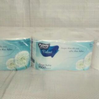 Lốc 2 gói giấy vệ sinh Pulppy Velvet xanh (4 cuộn)