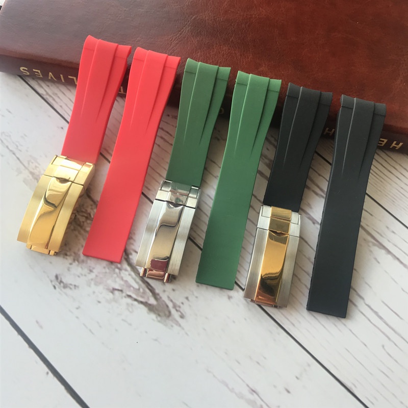 ROLEX Dây Đeo Đồng Hồ Bằng Cao Su Dẻo Chống Thấm Nước Có Khóa Gấp Gọn Màu Xanh Lá/Đen/Xanh Dương/ Ma Cho Nam