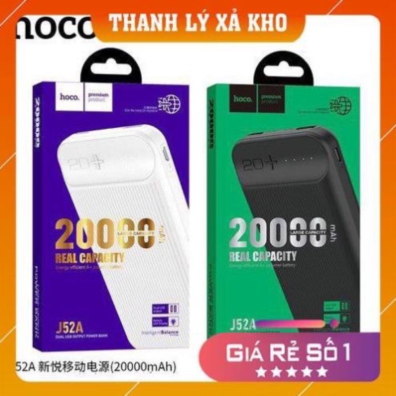 ✔️FREESHIP✔Pin Sạc Dự Phòng Hoco J52A-20.000 mAh -Pin Li-polymer Sạc nhanh cho iphone /Android/2 CỔNG USB-CHÍNH HÃNG