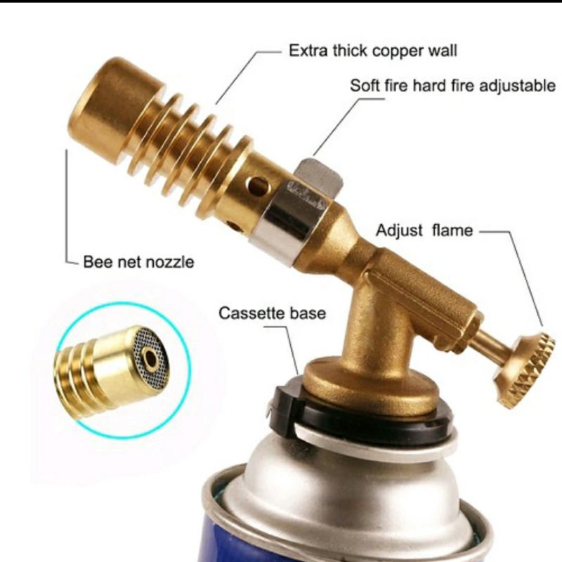 Đèn khò ga 1300 độ bằng đồng nguyên khối độ bền cao. Súng khò ga mini