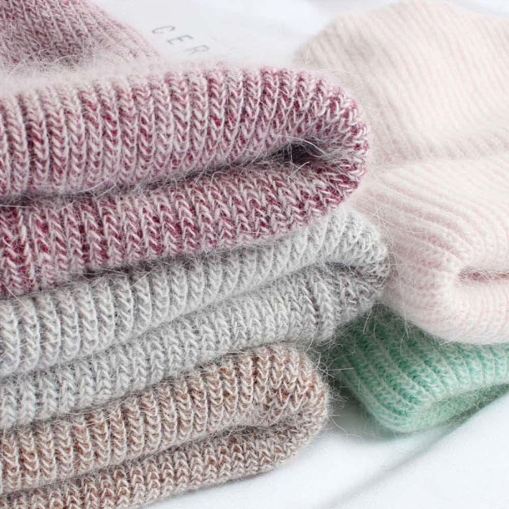 Mũ Len Lông Thỏ Màu Sắc Trơn Ấm Áp Hợp Thời Trang