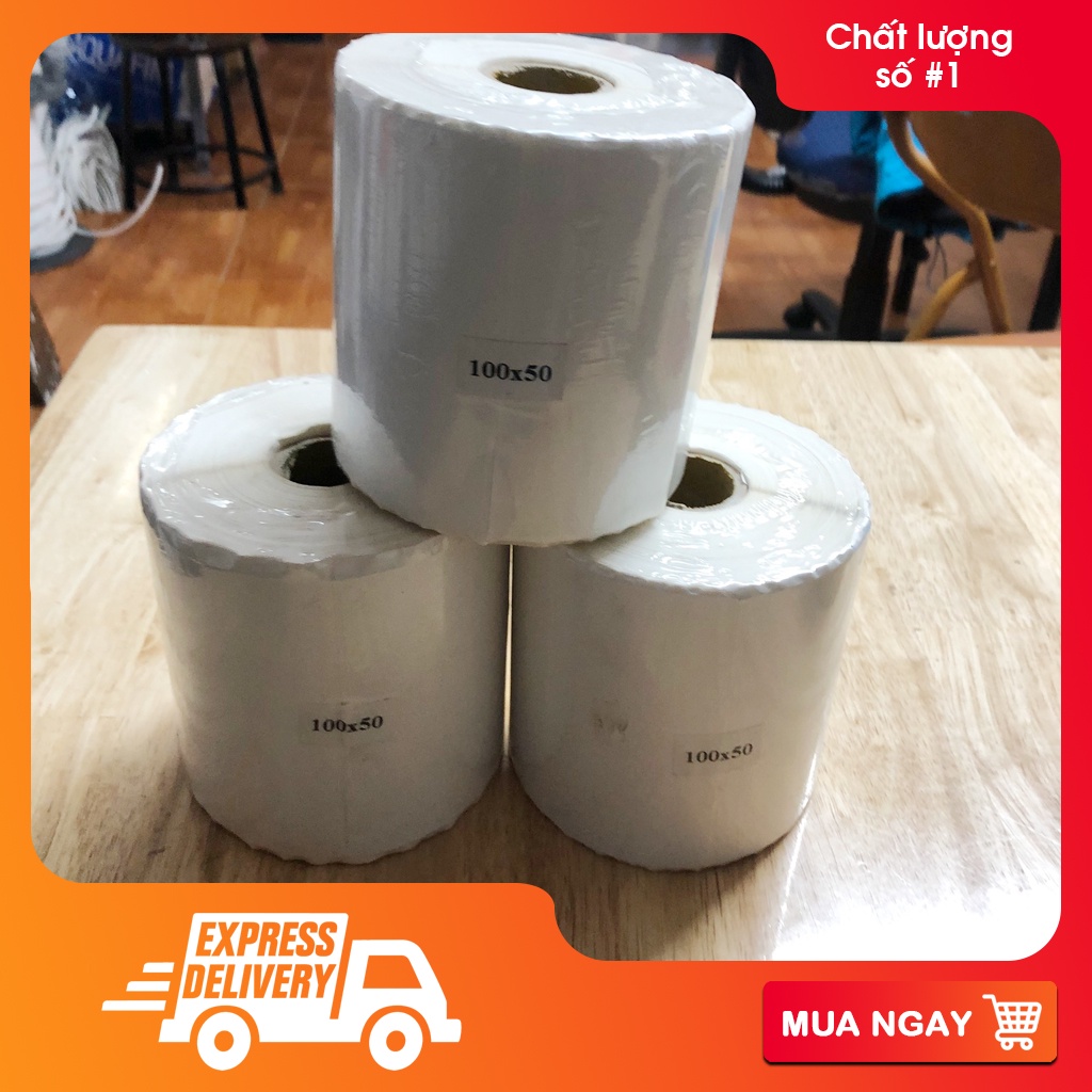 Tem decal thường 100x50mm cuộn 50m