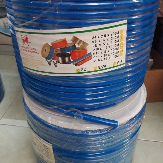 Cuộn 100m- dây hơi PU khí nén 12ly (12x8mm) màu xanh