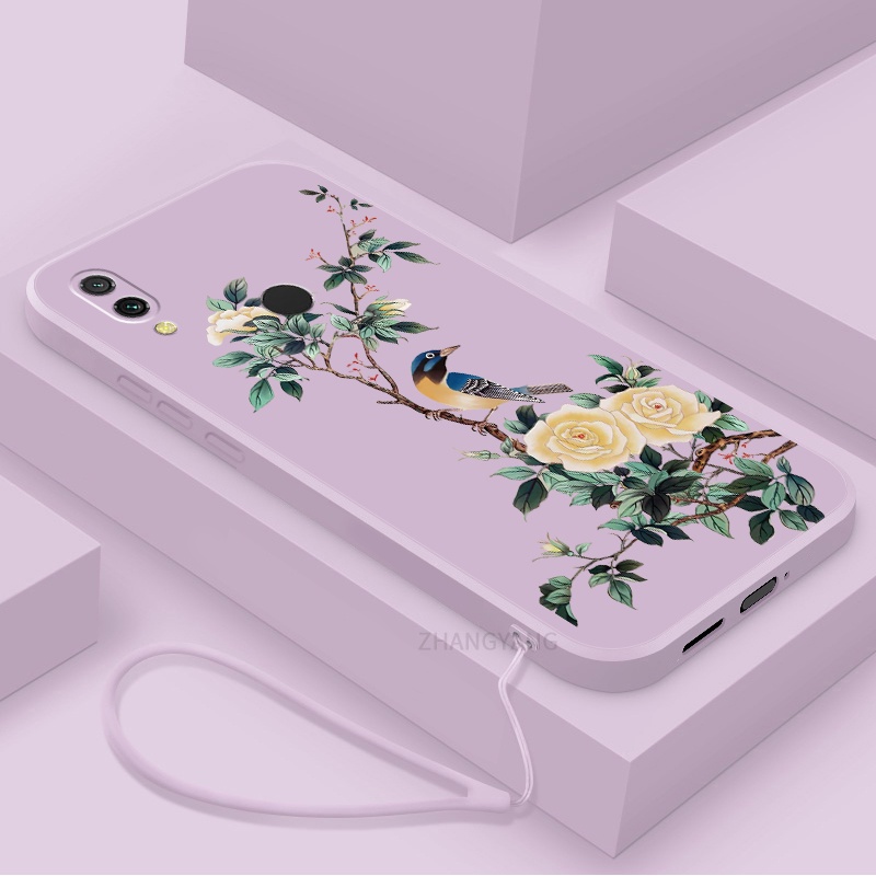 Ốp Điện Thoại TPU Mềm Họa Tiết Hoa Và Chim Có Dây Đeo Cho Redmi 7 Redmi note 7