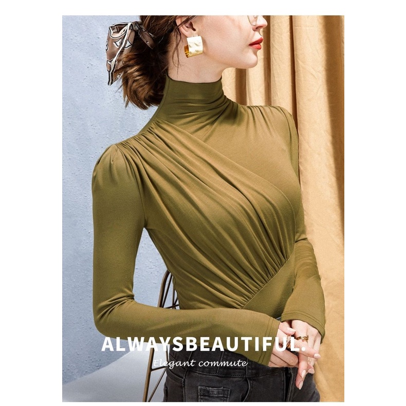 Áo Cổ Cao Dáng Ôm Phong Cách Thời Trang Thu Đông Châu Âu 2022 Mới