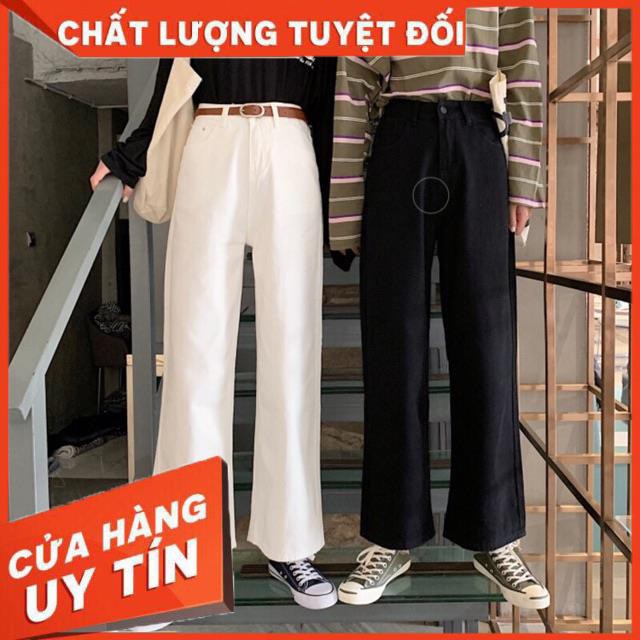 [hình thật] QUẦN JEANS ĐEN ỐNG RỘNG- shop tự chụp