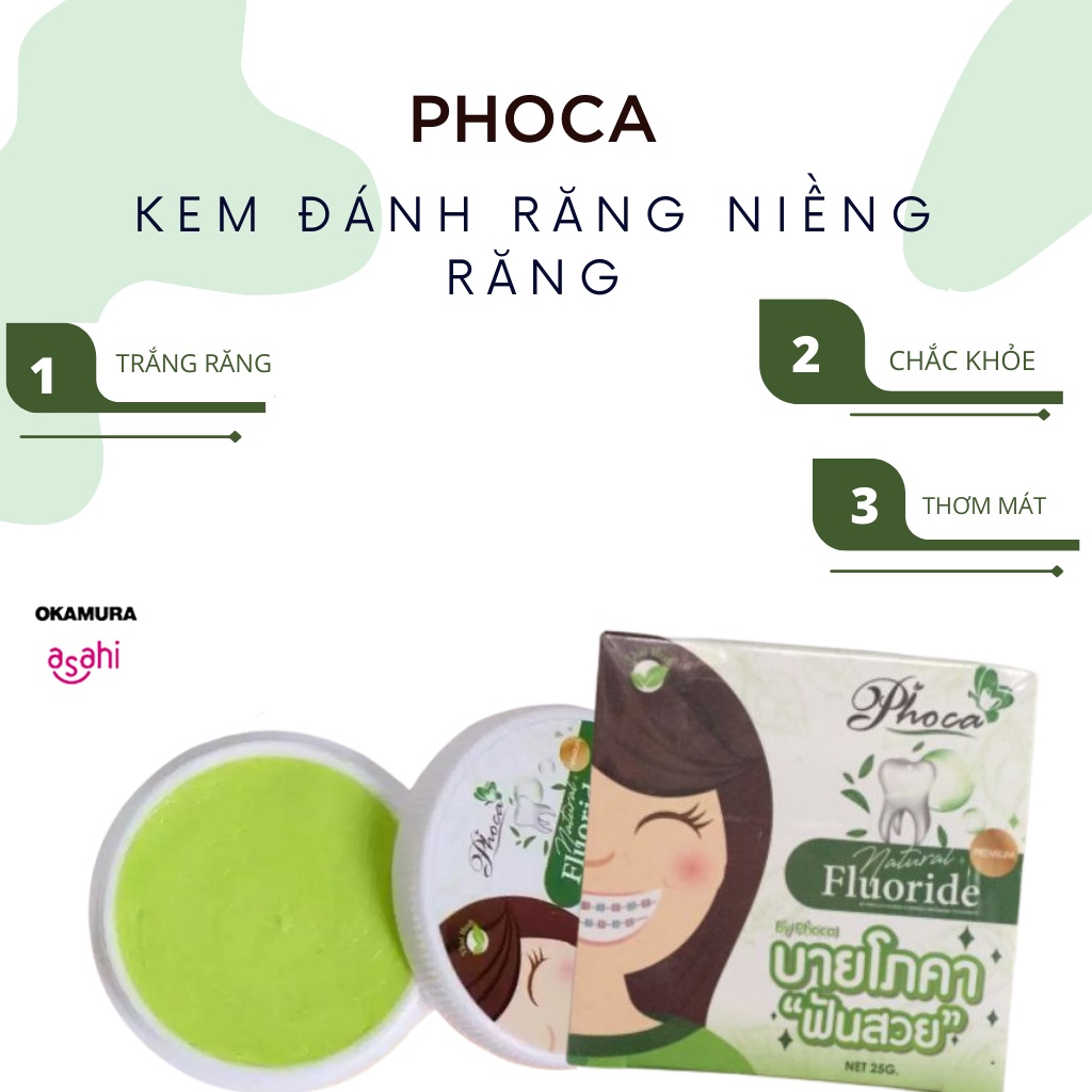 Kem đánh răng thảo dược Phoca Thái Lan phiên bản nâng cấp tăng thêm Flouride dành cho răng niềng