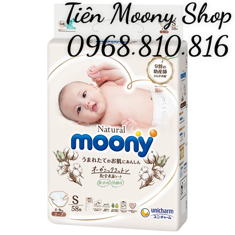 Moony Natural Nội Địa Nhật Tả - Bỉm Dán - Quần size NB63/S58/M48/L36/XL32