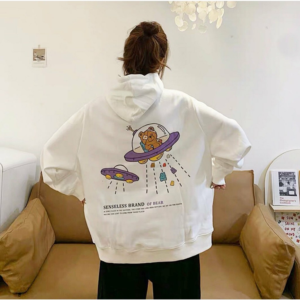 Áo HOODIE Nỉ Bông GẤU PHI HÀNH GIA Form Rộng Ulzzang (Ảnh Thật)