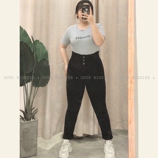[Bigsize] Quần jean cạp cao 3 cúc