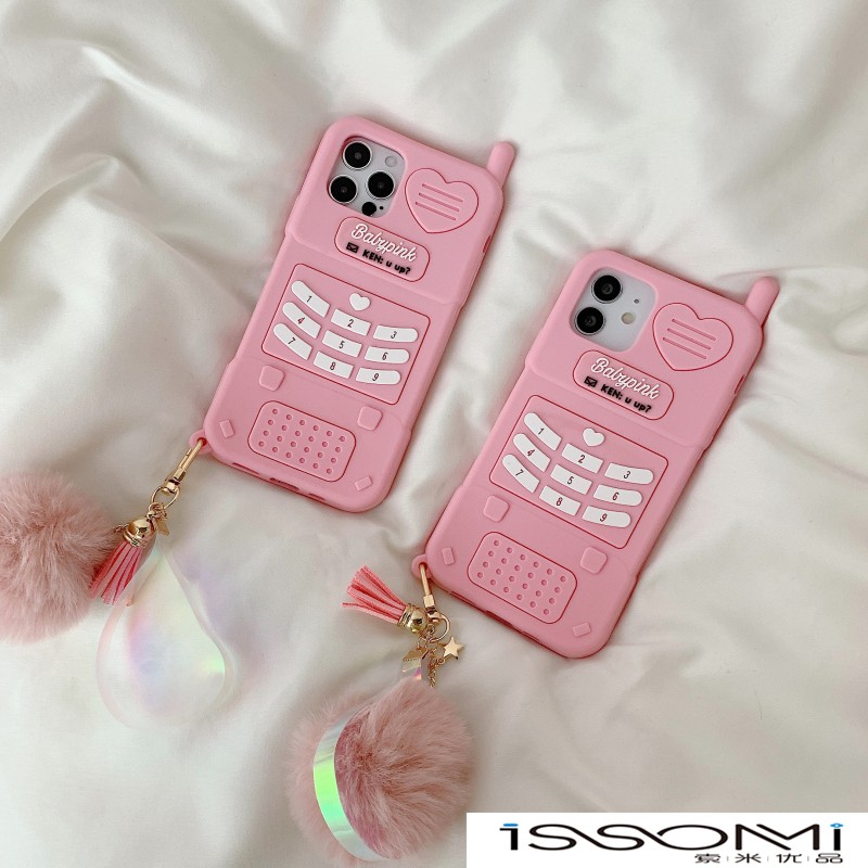 Ốp điện thoại màu hồng thiết kế sáng tạo cho iPhone11 12pro max x xr 7 8plus se