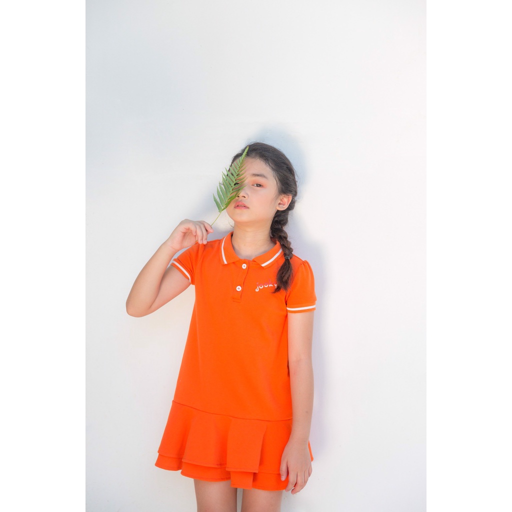 Đầm polo thun JOOKYLI bé gái màu cam 43G0772