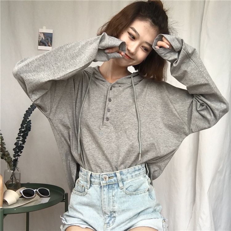 Áo Hoodies tay dài màu trơn phong cách Hàn Quốc | BigBuy360 - bigbuy360.vn