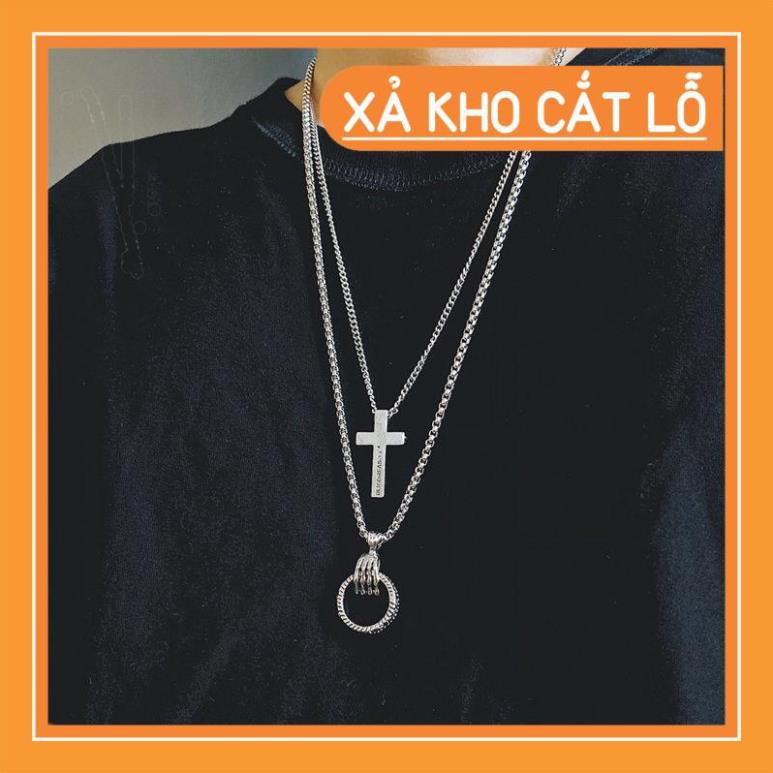 HG2303 Dây chuyền mắt xích họa tiết độc đáo phong cách hip-hop cho nam và nữ