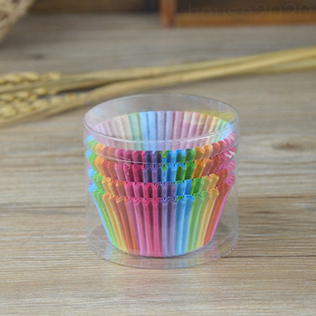 Set 100 đế giấy lót bánh cupcake không dính chống dầu màu sắc ngẫu nhiên HOUSE2020