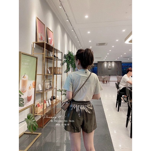 Quần sooc lụa trơn mềm cạp chun hàng QC