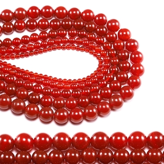 Đỏ Carnelian Mã Não Tròn Hạt Đá Quý Rời Hạt Trang Sức Làm DIY Vòng Cổ Vòng Tay Phụ Kiện (1 sợi / lốc 4 6 8 10 12 mm)